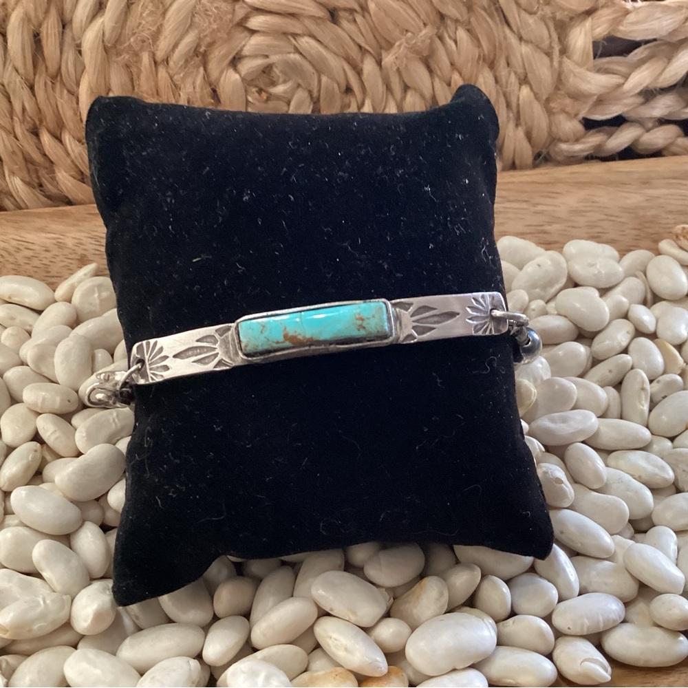 Turquoise and Sterling Silver Beaded Bracelet - Picture 3 of 5